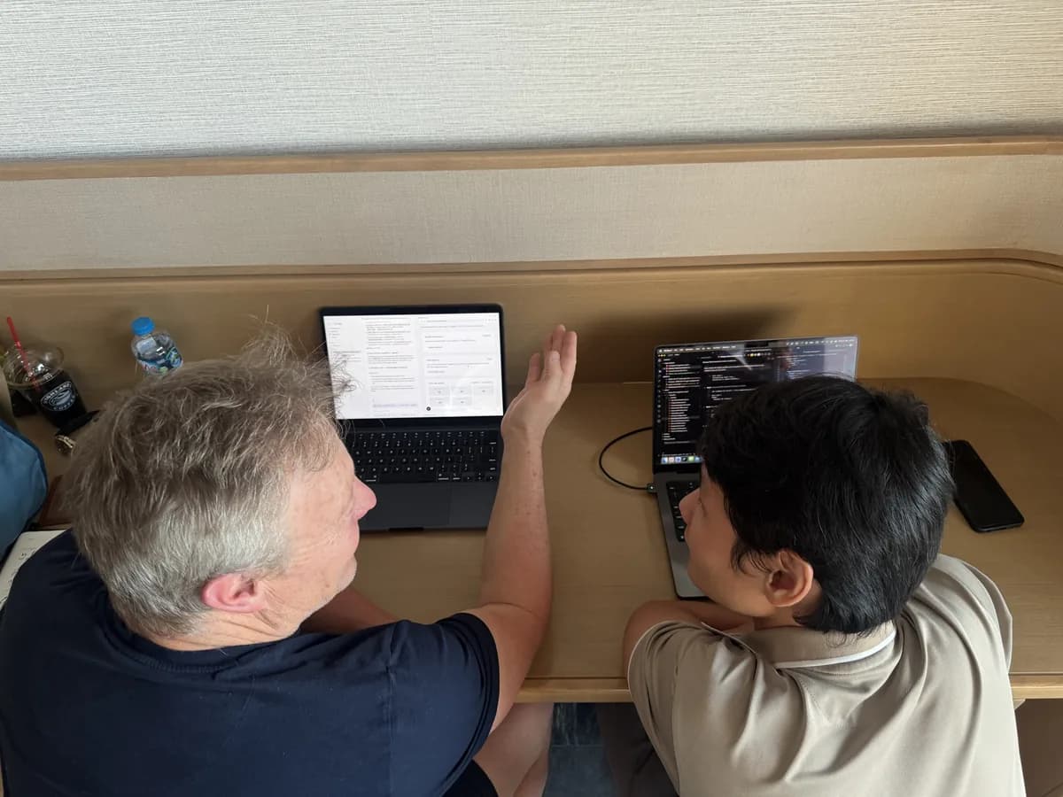 James Murray building the Janet.Care prototype at his second AI retreat in Saigon.